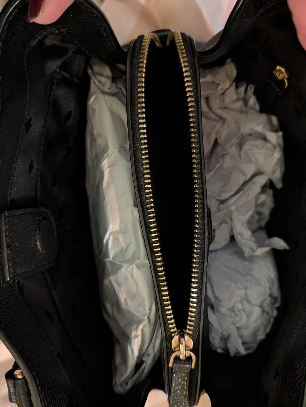 kate spade Black Pebbled Leather Small Structured Bag with Top Handles
